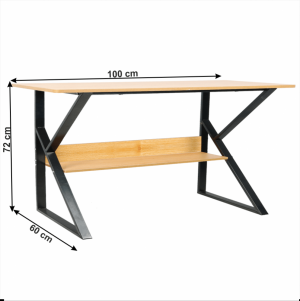 Pracovný stôl s policou TARCAL buk / čierna Tempo Kondela 100x60 cm