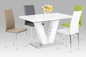 Jedálenský stôl rozkladací HT-510 WT biely lesk / brúsený nerez Autronic