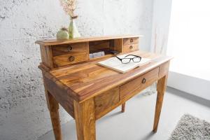 Písací stôl s úložným priestorom sheesham Dekorhome